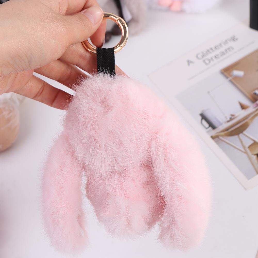 Брелок из меха кролика с помпоном, плюшевый кролик, кулон, брелок в виде кролика, ювелирное украшение, подарок