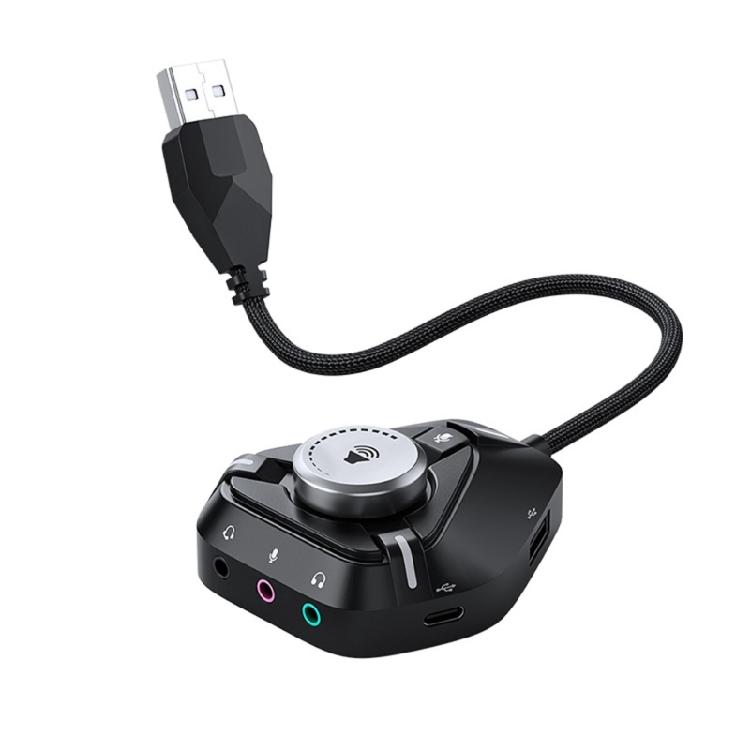 Внешняя звуковая карта USB-адаптер с 3x3,5 мм, 2xUSB, 1xType C Порт Внешняя звуковая карта для ПК, ноутбука, настольного компьютера