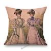 Elegant European Victorian Era Fashion Duchess Ladies Vintage Poster Royal Home Decorative Sofa Pillow Case Linen Cushion Cover