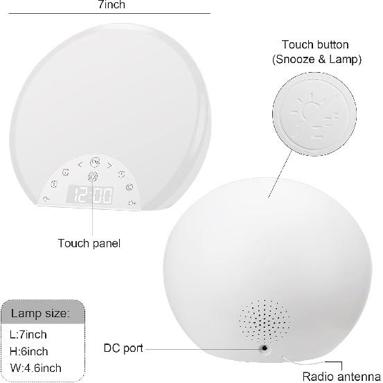 Будильник ANTDALIS с имитацией рассвета, световой будильник для детей, взрослых, крепко спящих, с двойным будильником, функцией повтора сигнала, помощник для сна с 7 звуками природы для спален