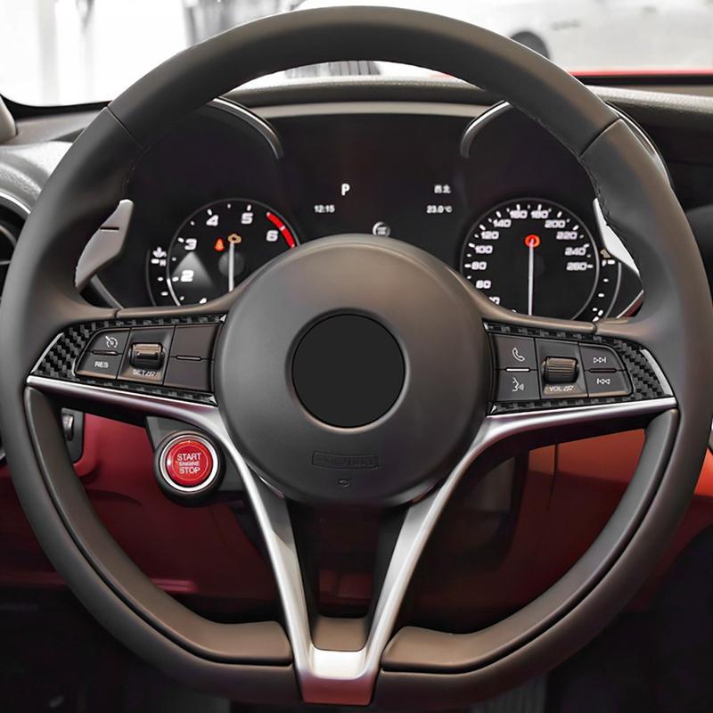 Steering Wheel Button Trim Frame Stickers For Alfa Romeo Giulia 2016- For Stelvio 2017- Stelvio Car Interior Accessories