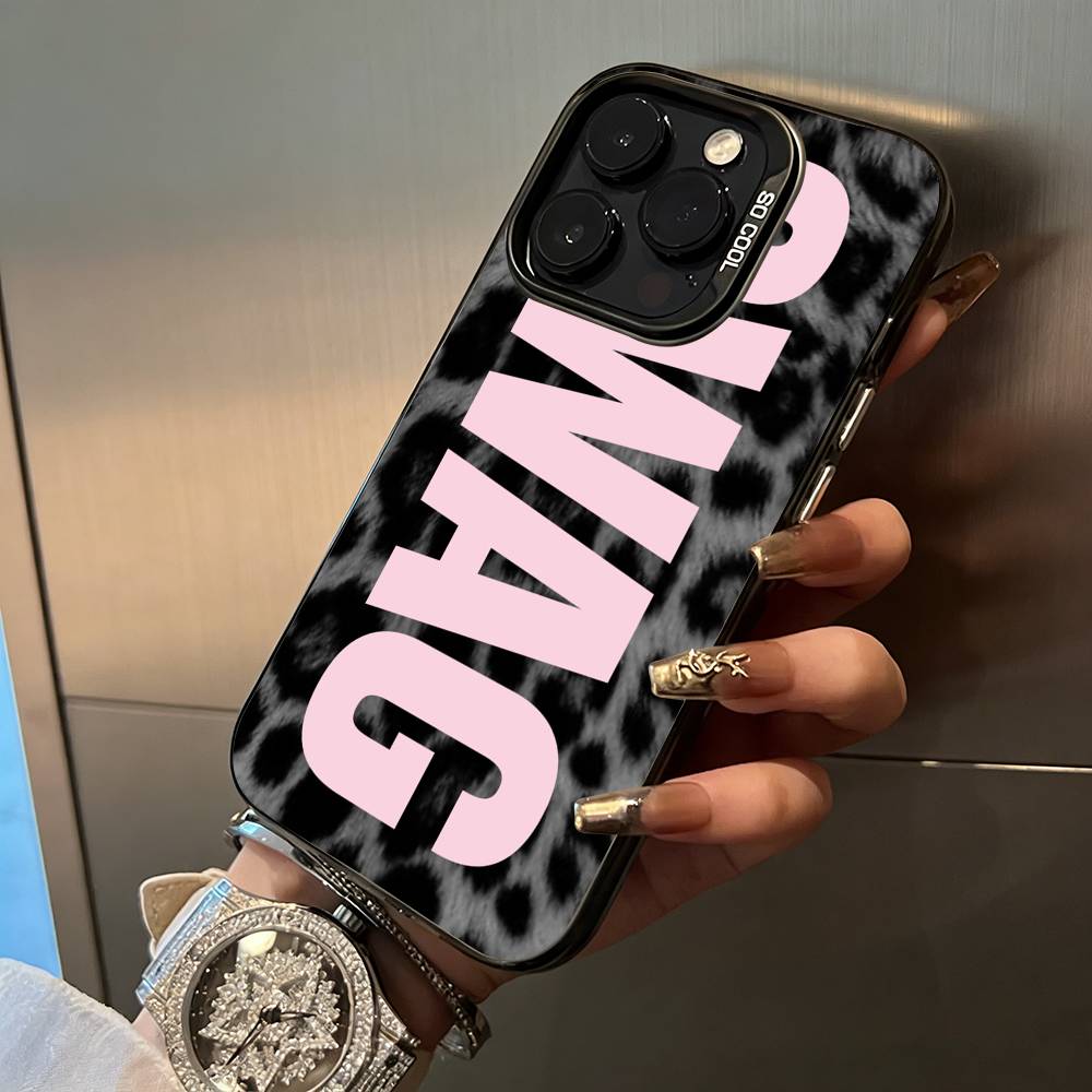Clmj --Леопардовый принт -SWAG Чехол для телефона Для IPhone17 16 11 12 13 14 15 16 Pro Max Plus Чехол Цветной Серебристый Funda Бампер