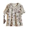 Very Elegant Print Design! Girls' Woven Cotton Breathable Short Sleeve Pullover High Elastic T-shirt Summer Sweat-Absorbent Not Suffocating
