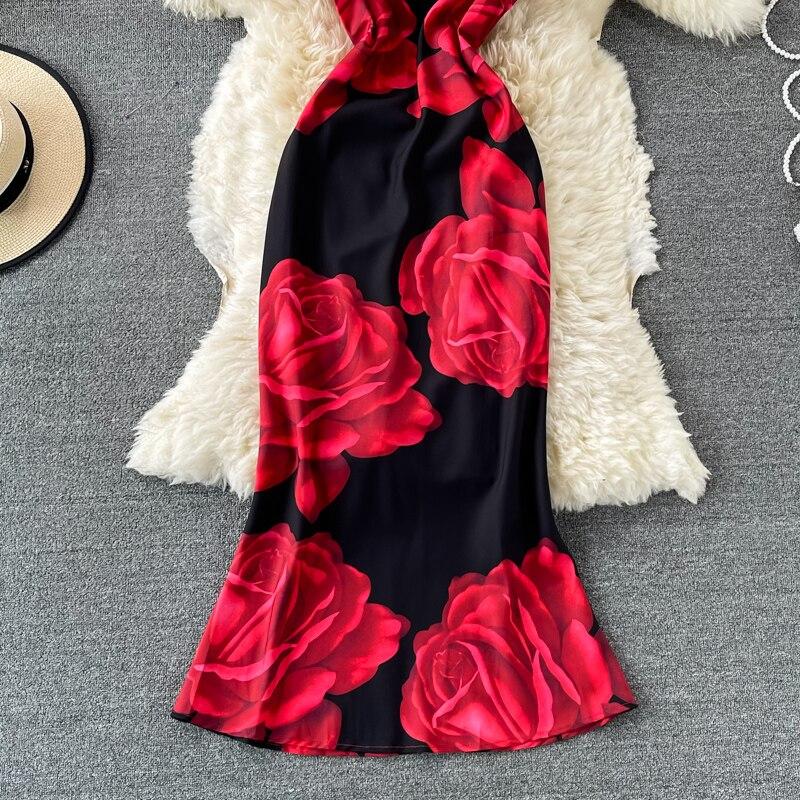 Весна Лето Черный Красный Контрастный Цвет Новые Женские Платья