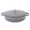 STAUB Braiser Saute Pan 28cm Graphite Gray 12612818 IH Compatible Enamel Thermal Braiser Drop Structure Round Graphite Gray Pot, Two-handed