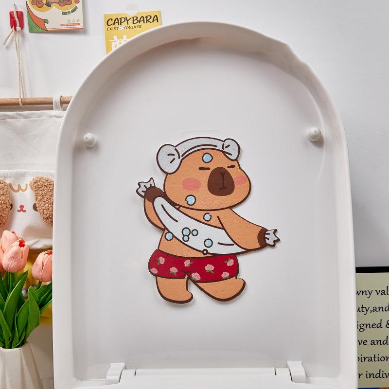 Дезодорирующие наклейки на туалетный коврик Capybara Дезодорирующие наклейки на туалетный коврик Capybara с мультяшным рисунком Самоклеящиеся дезодорирующие наклейки