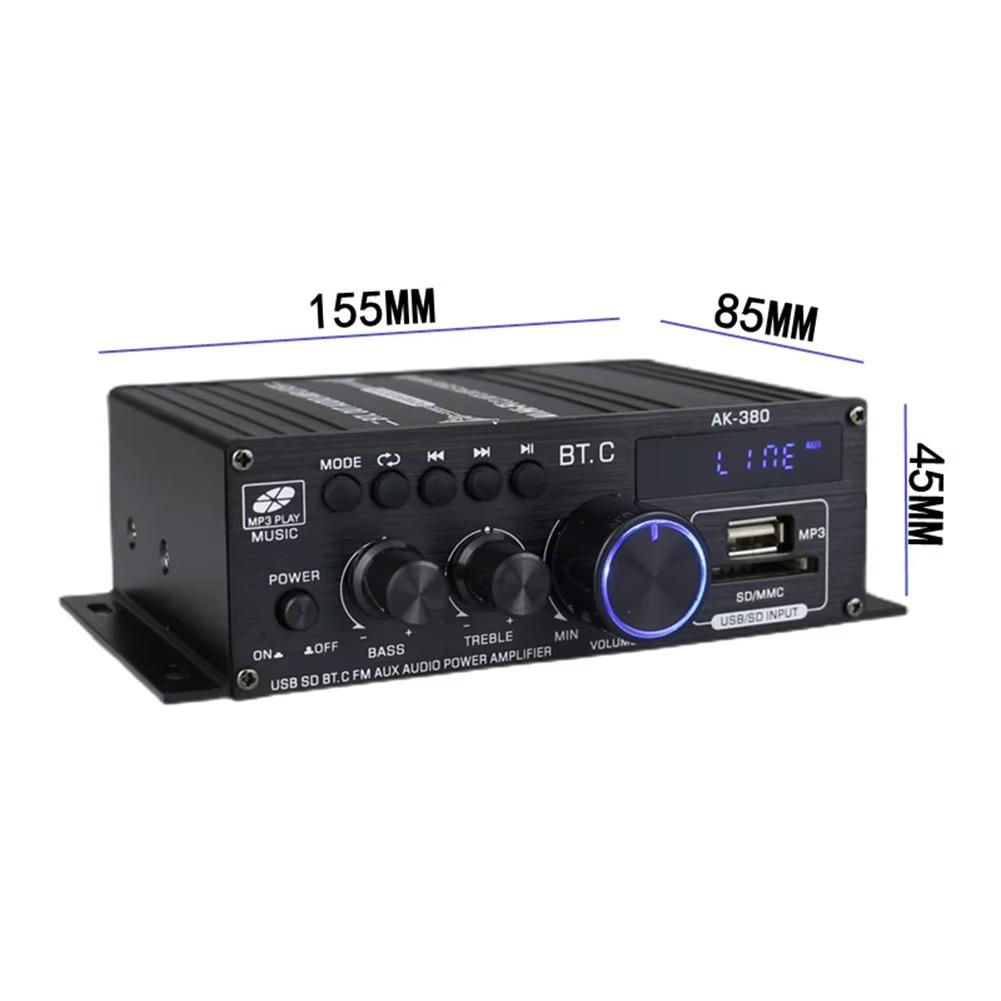AK-380 Bluetooth Hi-Fi Аудиоусилитель 40 Вт x 2 Стерео Усилитель Мощности с Пультом ДУ USB SD AUX Вход Для Дома/Автомобиля