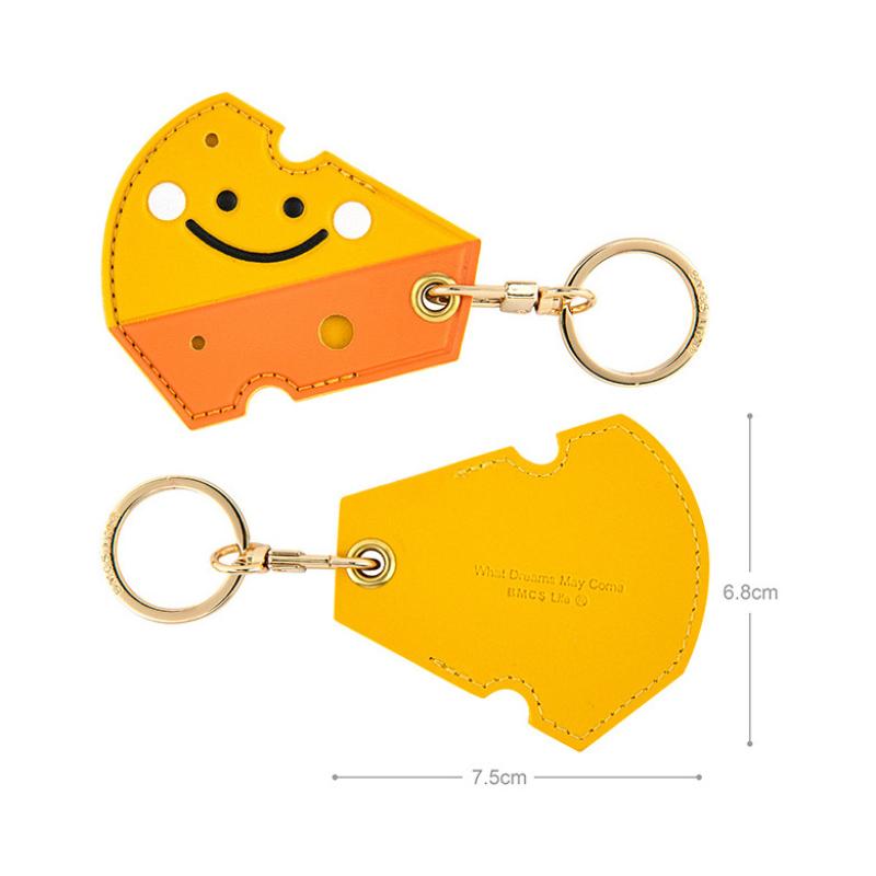 Leather Strawberry Lemon Keychain Case Holder  Women Car Key Ring Charm Bag Car Pendant Gift Anti-Lost Pet Dog Cat Collar