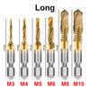 6Pcs Titanium Plated Hex Shank HSS Screw Thread Metric Tap Drill Bits Screw Machine Compound M3 M4 M5 M6 M8 M10 Hand Tools