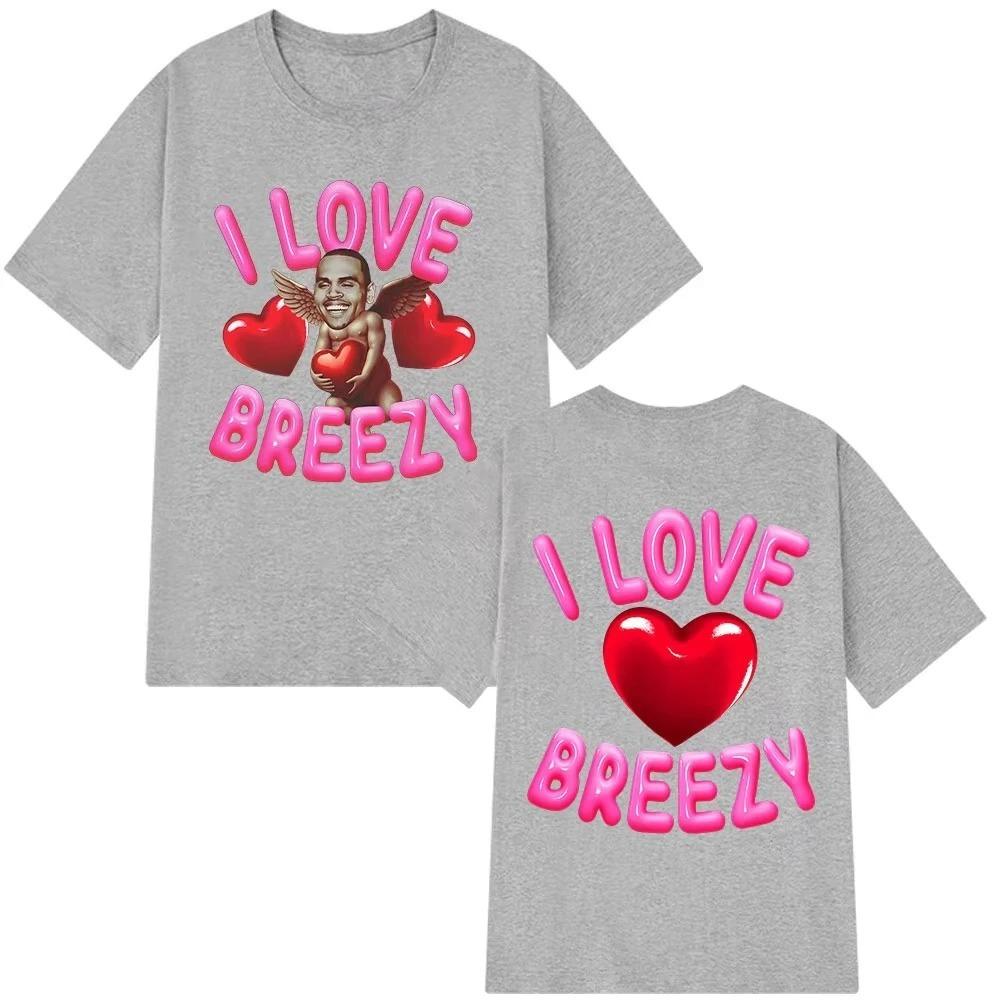 Unisexs Women Fashion Hip Hop T Shirts Rapper Chris Brown I Love Breezy Bowl XX Tour Tshirt Oversized Cotton Casual Tshirts Tops