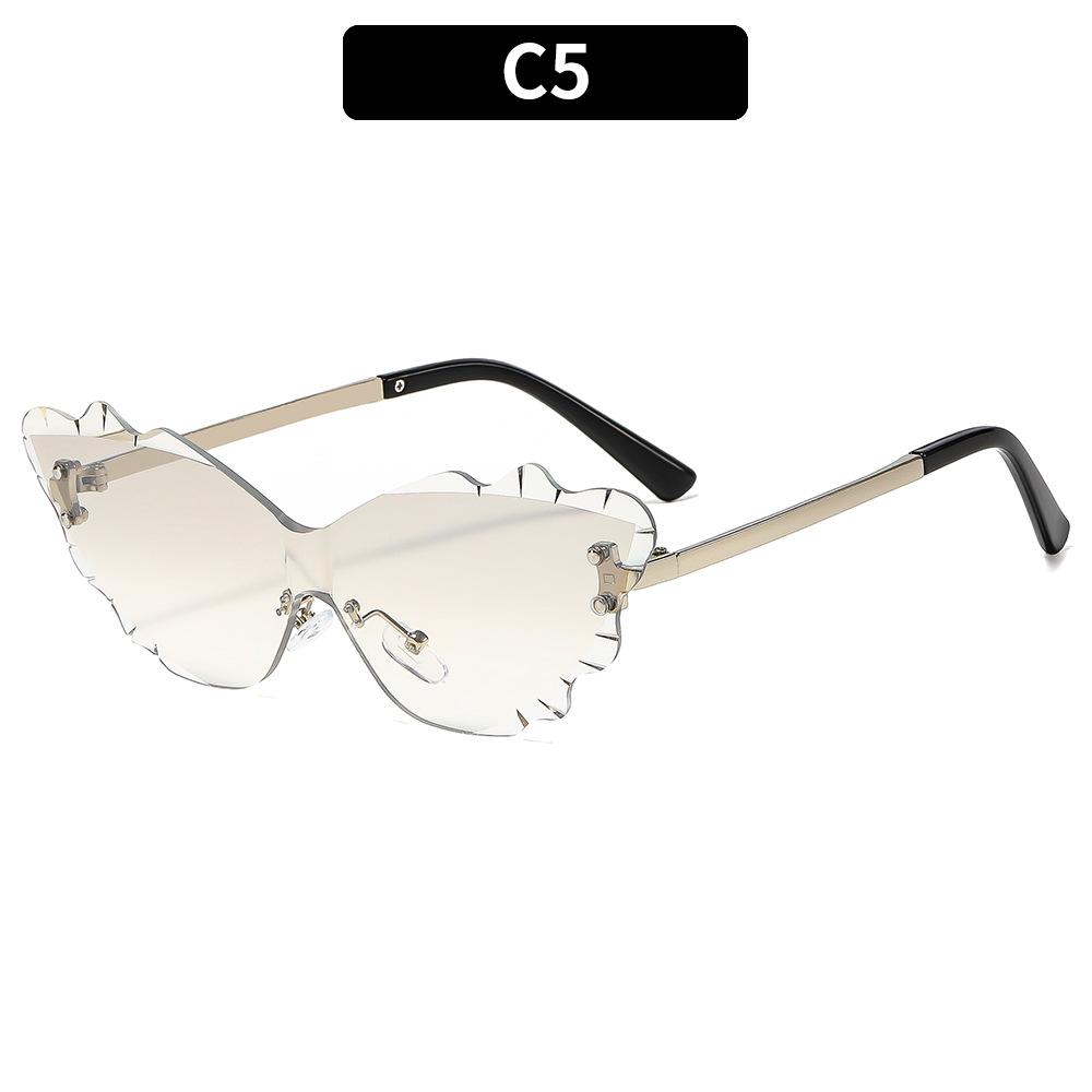 New Fashion Butterfly Diamond Frame Sun Glasses Women Rimless Women Metal Sunglasses for Travel 2025