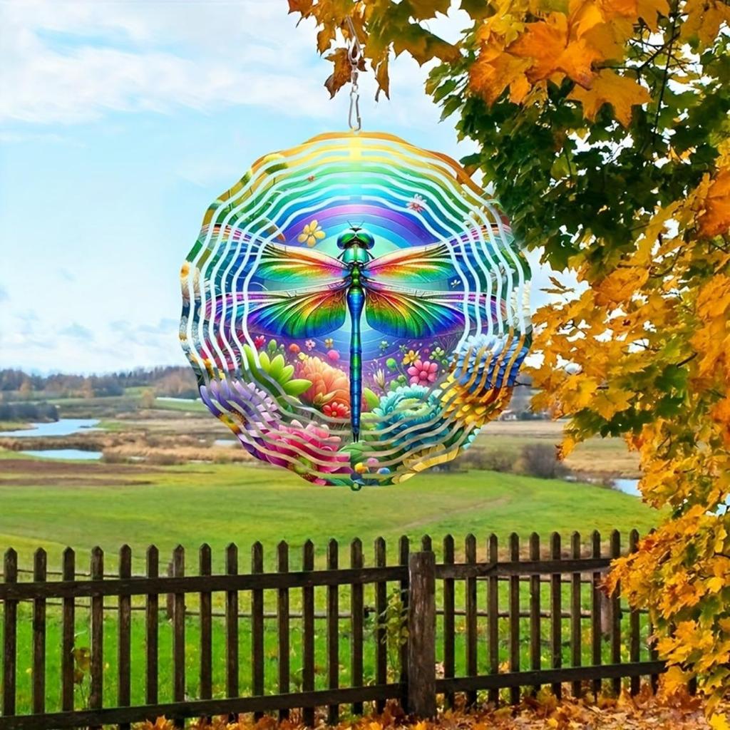 Металлический ветряной спиннер Яркий дизайн стрекозы Красочный декор для сада Не требует электричества Идеальный подарок на День матери, дни рождения, новоселье