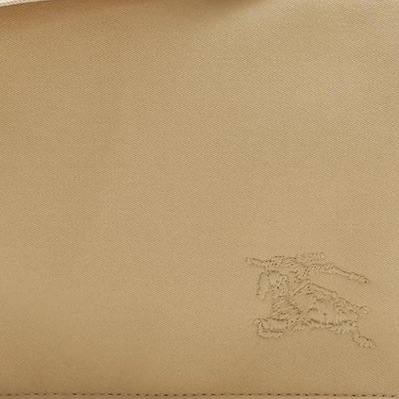 Burberry Beige Canvas Equestrian Knight Messenger Crossbody Bag With Gold Hardware For Daily Use