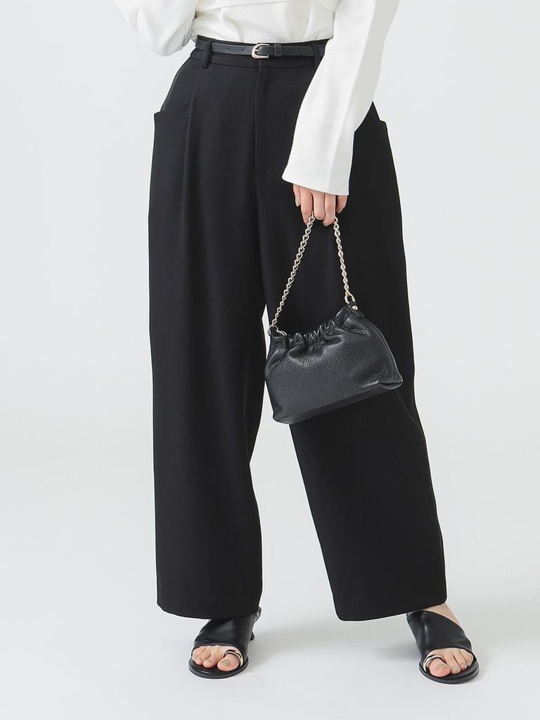 В:MING LIFE STORE by BEAMS Женские брюки с широкими карманами и складками (Размер S-M) черный