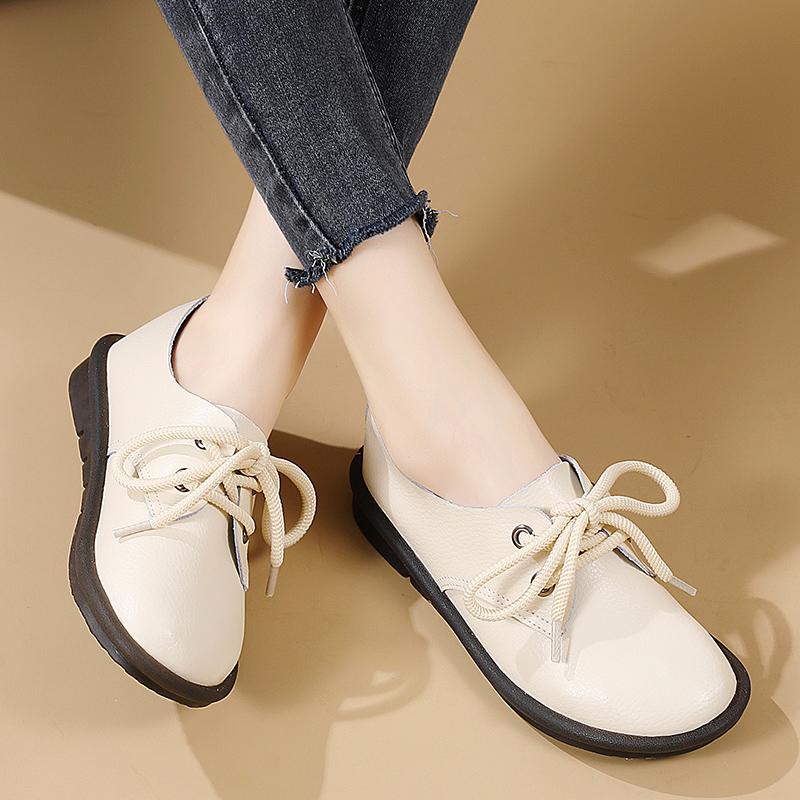 Женские топсайдеры, кожаные удобные туфли на плоской подошве для вождения, повседневные прогулочные туфли больших размеров, минималистичная обувь для беременных, женские демисезонные полуботинки