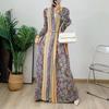 2024 Summer Women's Pleated Print Long Robe - Elegant Middle Eastern Cardigan