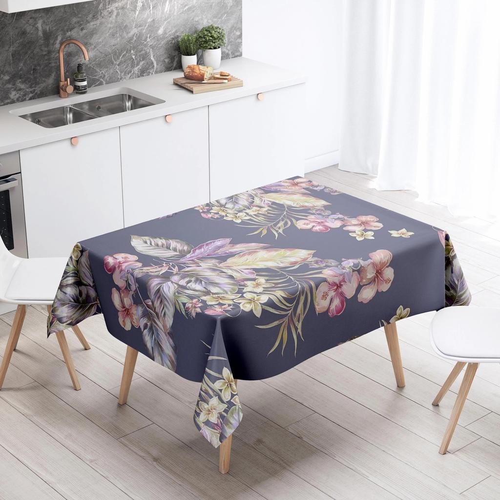 Colorful Floral Tablecloth Stain Resistant Waterproof Dining Table Home Decor Rectangular Kitchen Fireplace Countertop