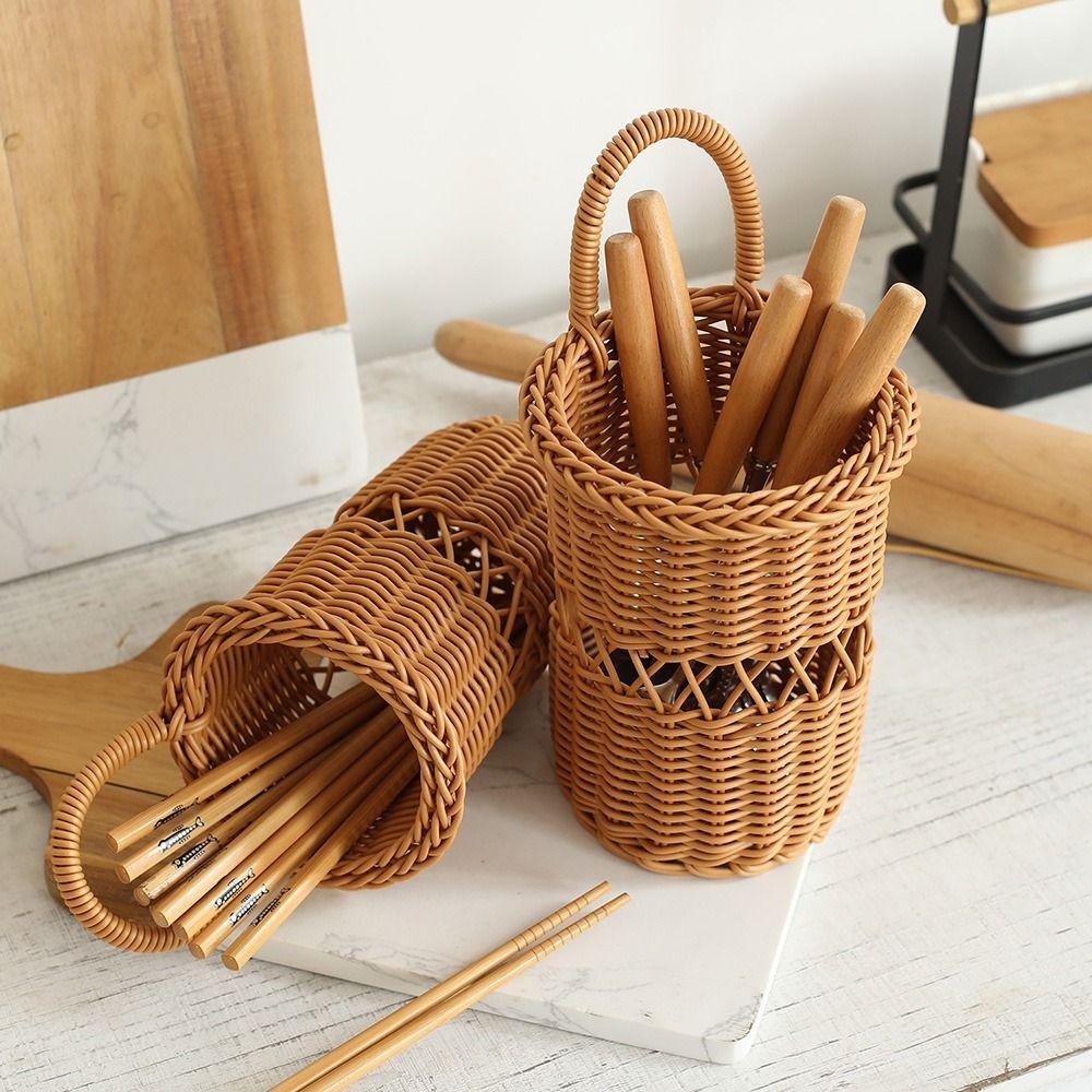 Brown Wall Mounted Storage Basket Hand-weave Flower Basket Durable Hanging Basket Home Decoration