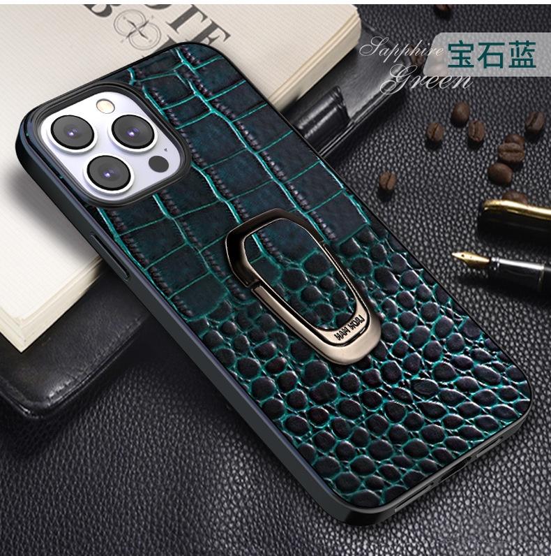 LANGSIDI Magnetic Ring Leather Case for iPhone 15 14 Pro Max 13 12 11 7 8 Plus Xs X XR SE 3 Crocodile Texture Stand Back Cover