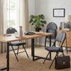 Gray metal upholstered folding chair with handle for office and home