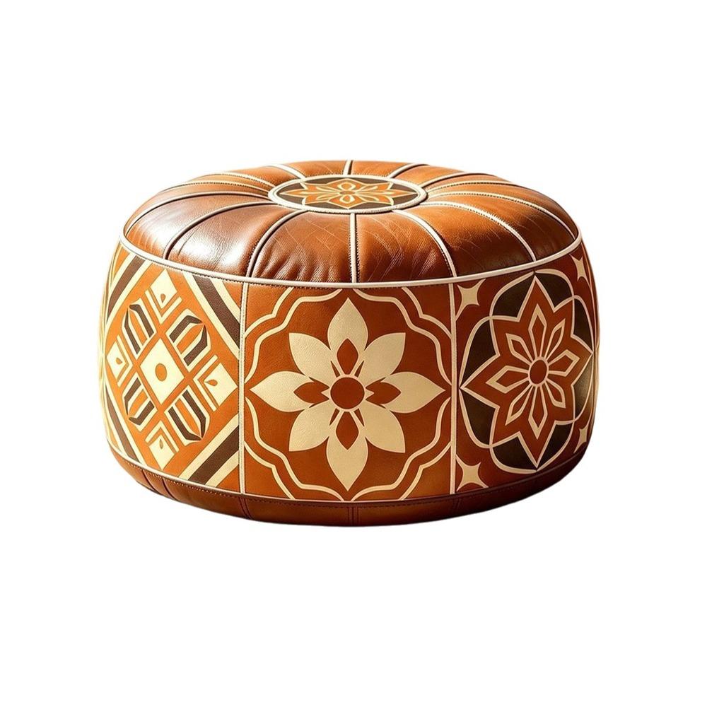 Unstuffed Round Footstool Cover Fillable Design Sofa Stool Cover Leisure