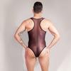 Sexy Bodysuit Oil Glossy Sheer Bodysuit Men Sleeveless See Through Jumpsuit Playsuit Male Undershirt Adult XXX Sex Porno Costume