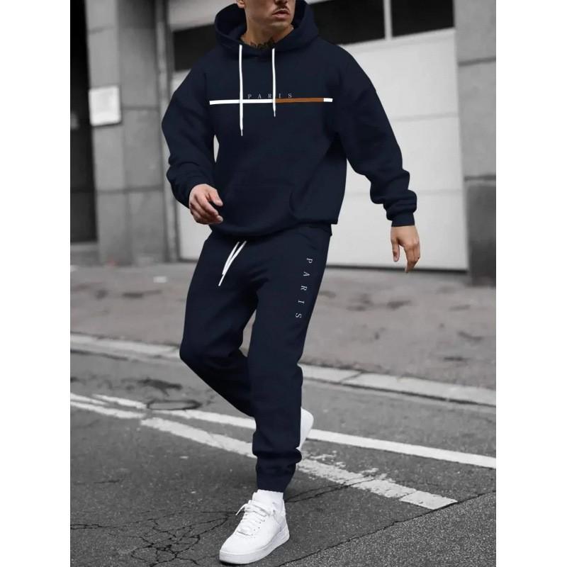 Mens Hooded Oversized Sweatshirt Set Long Sleeve Top Pants Casual Sportswear