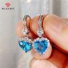 Элегантные женские висячие серьги для вечеринки, синие/красные циркониевые серьги в форме сердца, хорошее качество, женские модные украшения