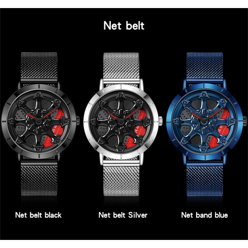 SANDA Часы со стальным ремнем, модные повседневные мужские часы с крутым циферблатом, кварцевые часы на колесе автомобиля