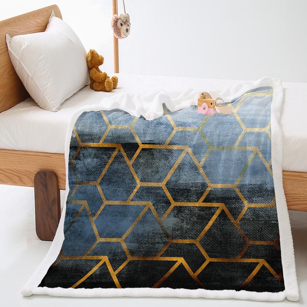 Blanket Geometric Rhombus Digital Printing Lamb Fleece Crystal Fleece Blanket