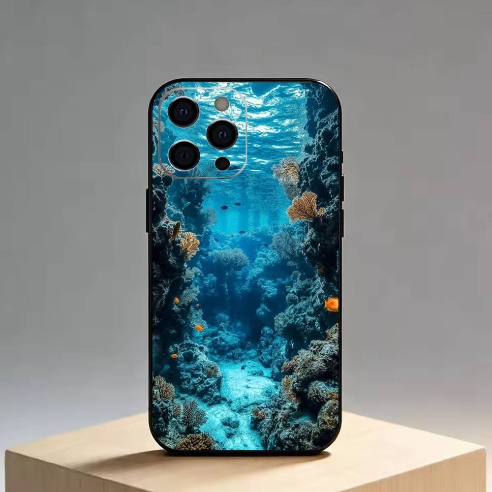 Текстура подводного мира Чехол для телефона Силиконовый Мягкий Для IPhone 17 16 15 14 13 12 11 X XR Plus Pro Max Plus