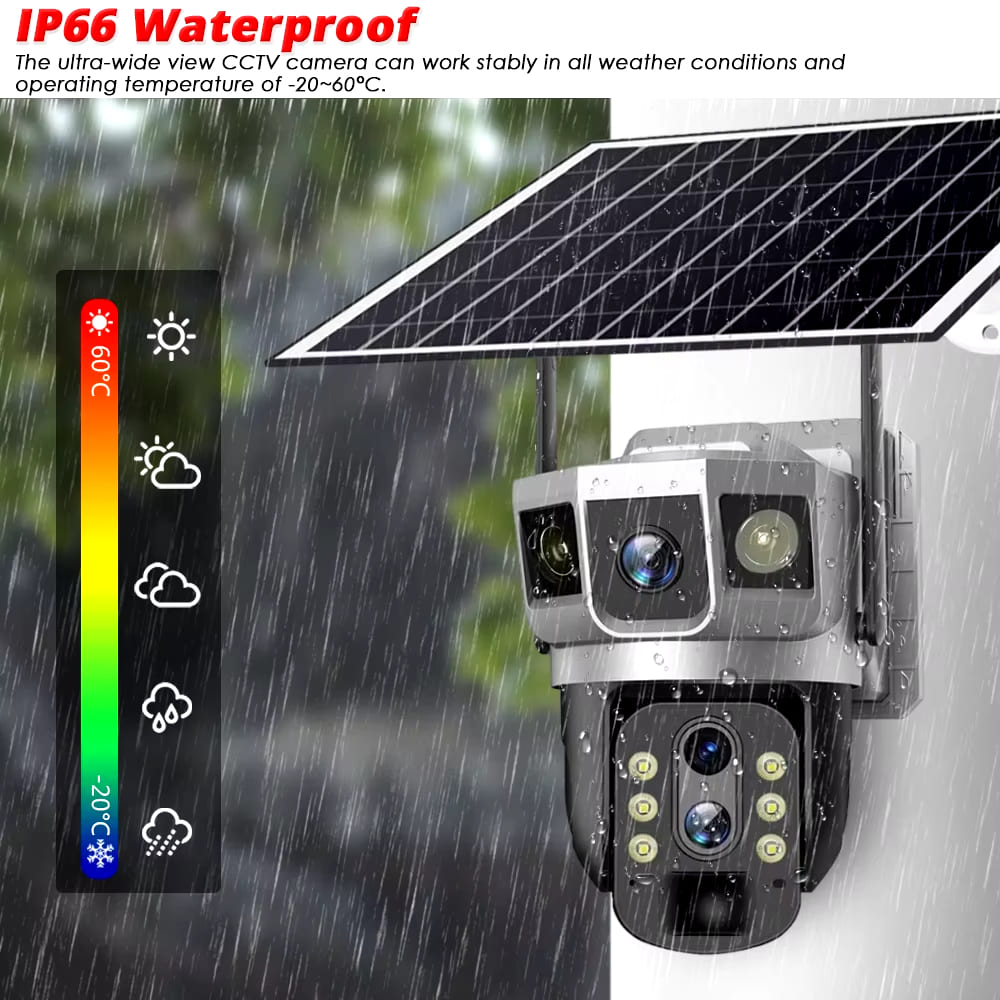 12MP 6K Solar 4G IP Camera CCTV Surveillance 10X Digital Zoom Outdoor Waterproof Monitor Pir Motion Detect Night Vision V380 Cam
