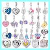 Pink Zircon Love copper Bead Charms Charm Bead Charms Compatible With Bracelets Women Jewellery Diy Anniversary Gift Delicate Accessories Bag Charm