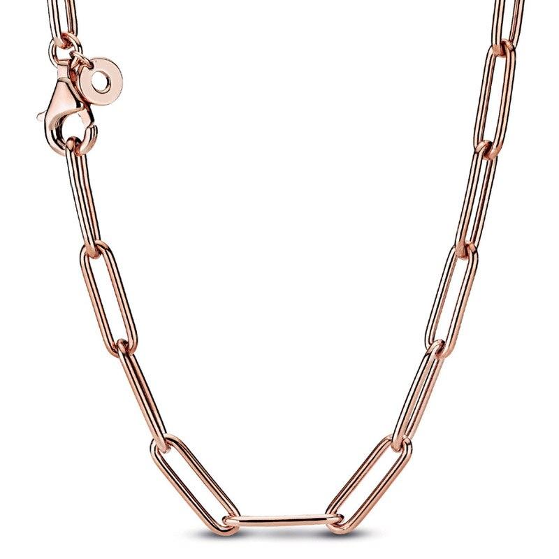 Original Long Link Cable Me Link Snake Chain Pattern Circular Clasp Necklace For Fashion 925 Sterling Silver Bead Charm Jewelry