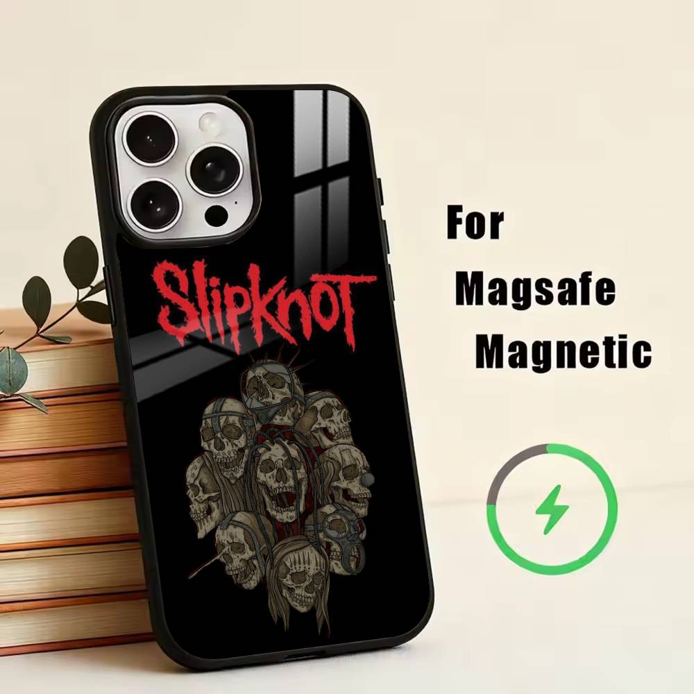 Чехол для телефона S-Slipknot Bone C-Church для iPhone 17, 16, 15, 14, 13, 12, 11 Plus, Pro, Магнитный для Magsafe, Беспроводная зарядка