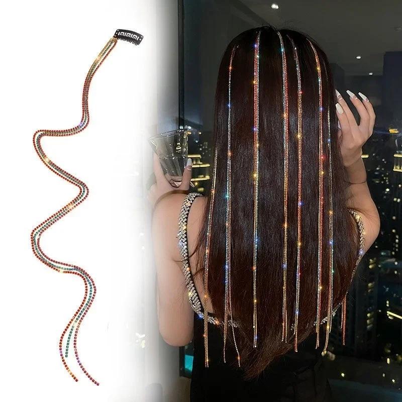 Модные женские кисточки вспышка бриллиант серебряная цепочка шпилька темперамент плетеные волосы дреды косы хвост ювелирные изделия головной убор