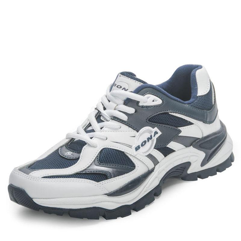 BONA Новые дизайнерские модные кроссовки для мужчин, дышащая спортивная обувь для ходьбы, мужские кроссовки для бега, мягкая обувь