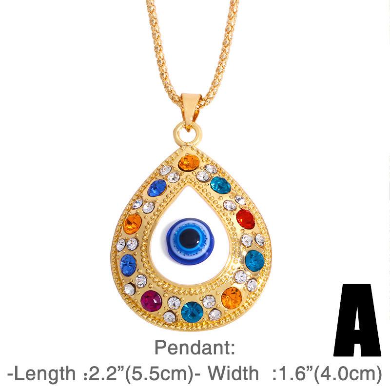 Alloy Fatima Hand Necklace Turkey Blue Eye Diamond Jewelry Sweater Chain