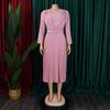 Women's Dress Spring and Autumn Temperament Elegant Pressed Pleated Commuter OL Solid Colour Plus Size Dresses