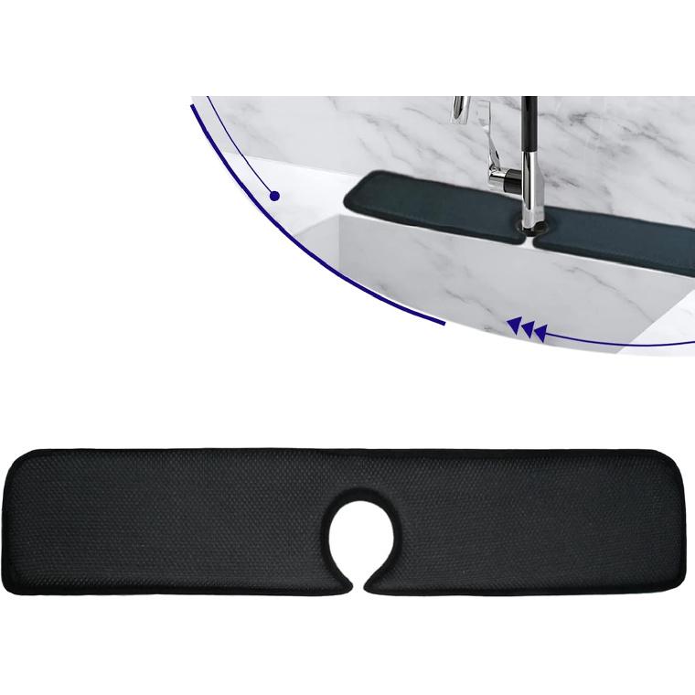 Впитывающий коврик под кран 18 дюймов, Защита от брызг для раковины в ванной, Защита столешницы раковины, 1 шт., Черный, 18 дюймов