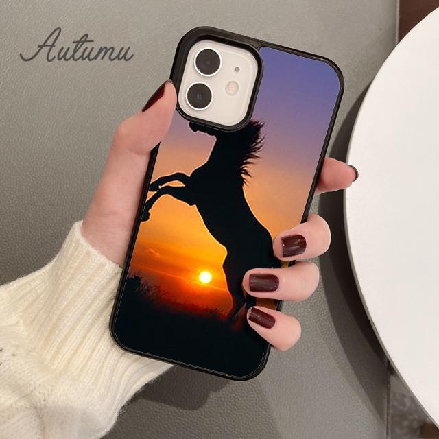 Черный силиконовый чехол для телефона Horse Animal для iPhone 11 12 13 14 Pro Max mini X XR XS SE 2020 6S 7 8 Plus Samsung S21 S22