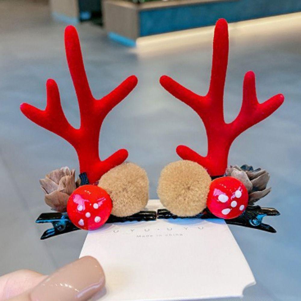 Headwear Xmas Ornaments Pine Cone Hairpins Merry Christmas Decor Hair Accessories Antler Hairpin