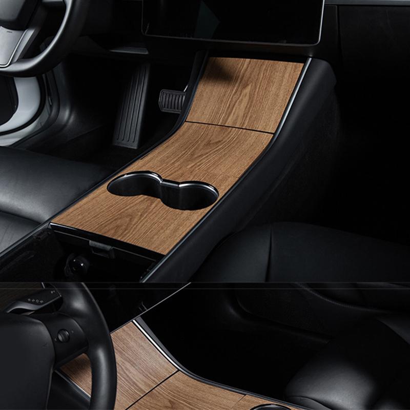 Наклейка на центральную панель управления для Tesla Model 3 2017-2020 гг., автомобильные аксессуары с текстурой под дерево, защитная внутренняя часть, модель Three