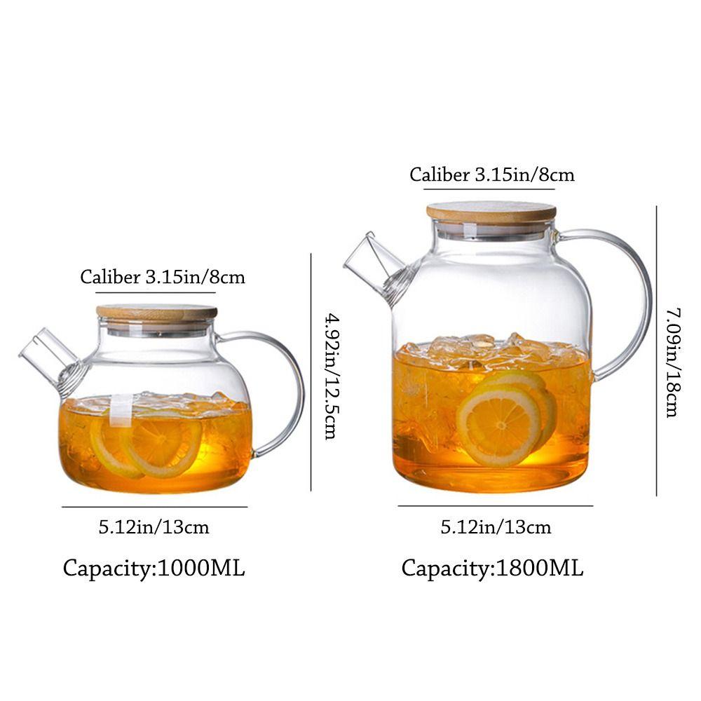 1.8L/1L термостойкий летний стеклянный чайник прозрачный цветочный чайный набор пуэр чайник чашка офис