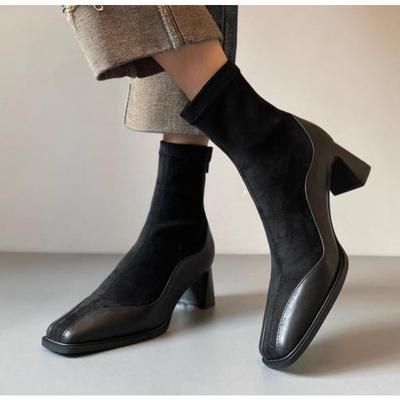 Винтажные уличные женские ботильоны с квадратным носком, короткие ботильоны, осенне-зимняя женская обувь Botas Mujer