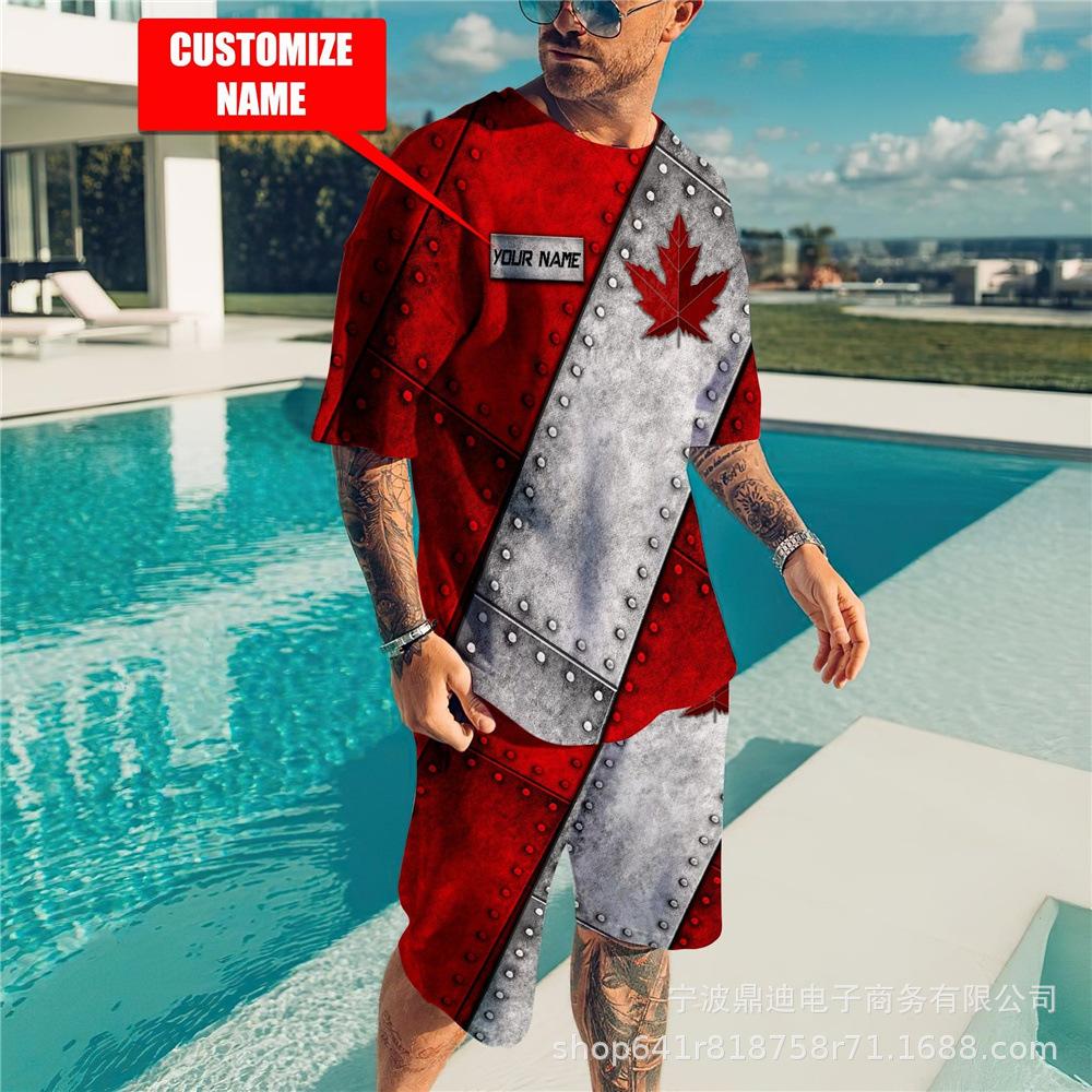 Летняя мужская футболка с 3D принтом и круглым вырезом, шорты с короткими рукавами, комплект из двух предметов, модная повседневная классная уличная одежда, спортивный костюм большого размера