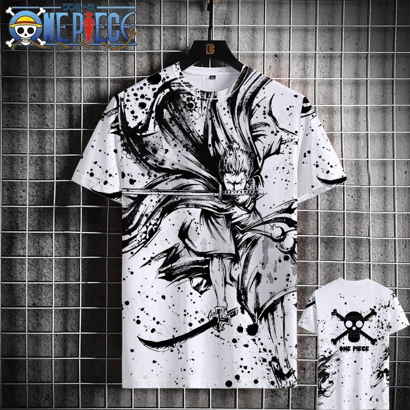 Мужская футболка One Piece Повседневная футболка с коротким рукавом Принт с аниме-персонажем Модная уличная одежда
