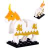 1pcs Medieval Horses Grey Bodies Blue Saddle Blankets White Horse Emblems Yellow Trims Building Block