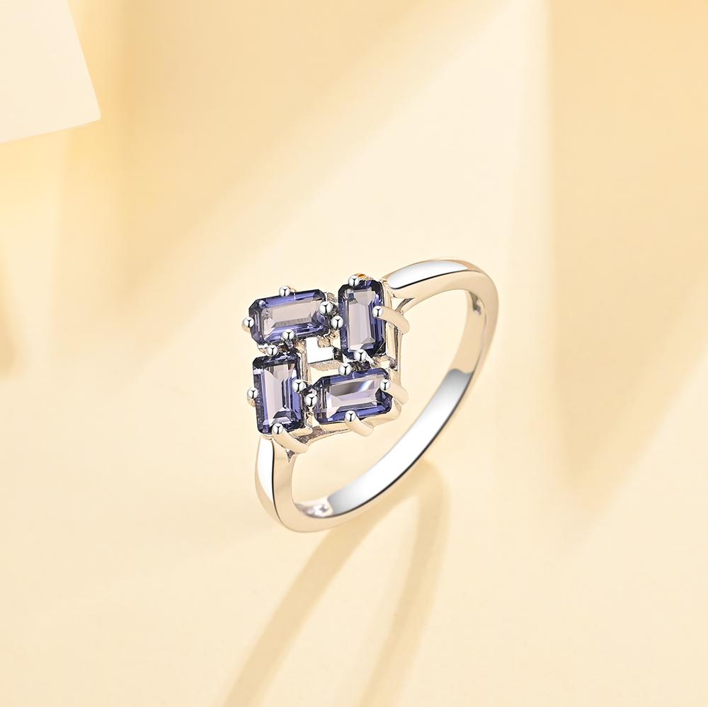 Кольцо из стерлингового серебра 925 пробы, натуральный иолит, октябрь 3*5 мм, драгоценный камень, ювелирные украшения для женщин, жены, подарок на день рождения