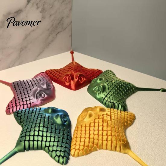 PLA 3D Printed Figurines Manta Ray Fidget Toy, Flexible Articulated Sea Animal Figurine Creative Desktop Gadgets for Decoration, Stress Relief